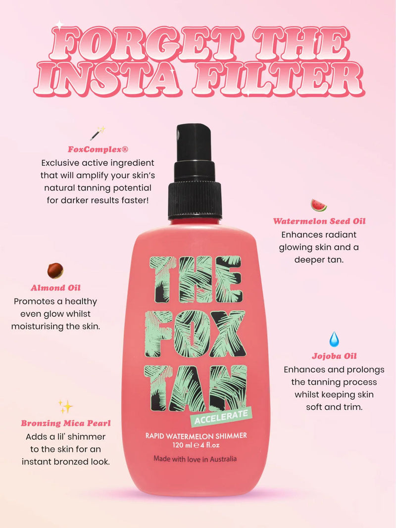The Fox Tan Watermelon Shimmer tan accelerator 120ml (British brand)