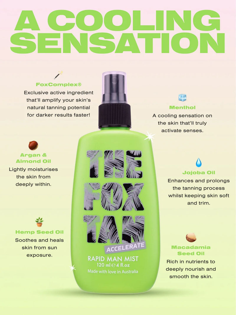 The Fox Tan Rapid Man Mist Tan Accelerator for Men 120ml (British brand)