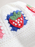 Crochet knitted baby bucket hat with fruit embroidery, imported from the UK