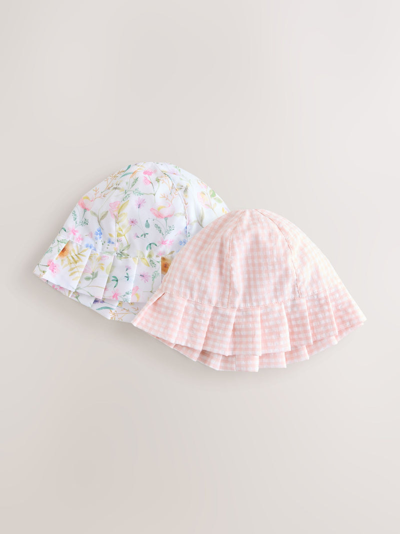Baby bucket hats pink floral and gingham 2 pack - British product