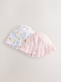 Baby bucket hats pink floral and gingham 2 pack - British product