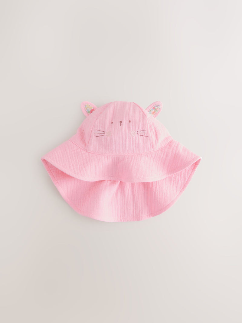 Pink bunny baby bucket hat with 3D ears (British brand)