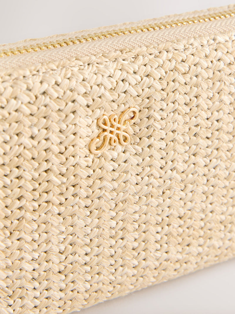 Natural Weave Detail Purse compact purse with recycled lining (British brand)