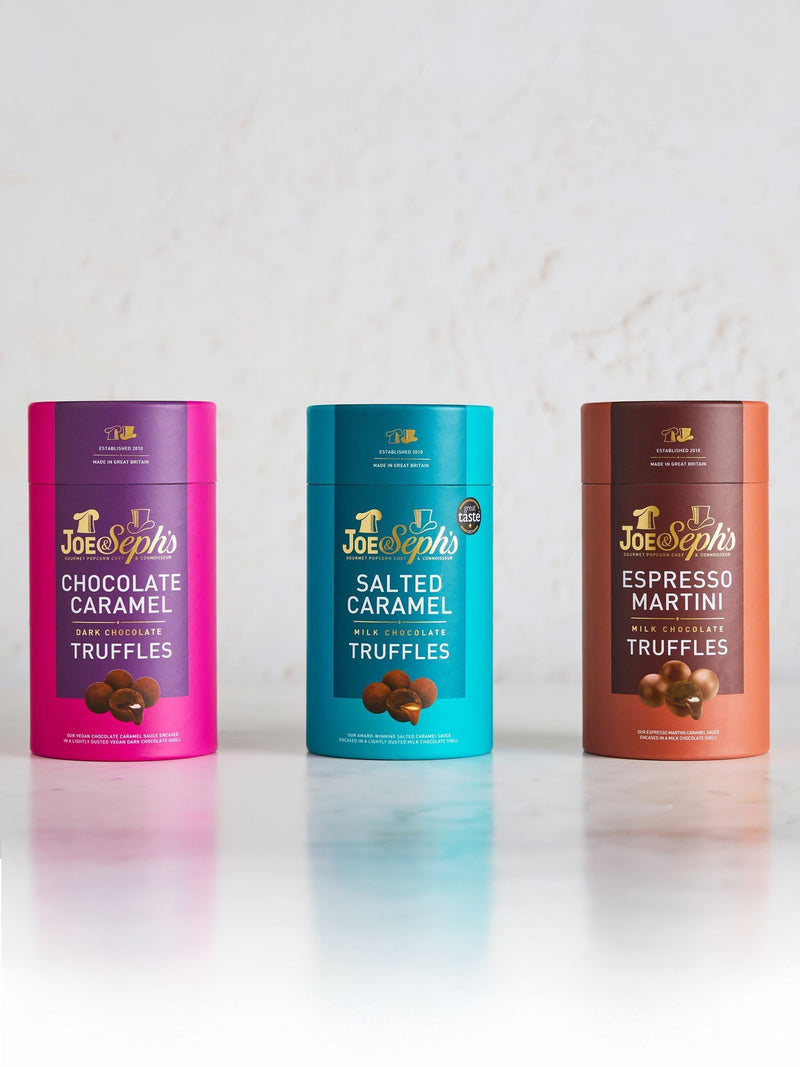 Joe & Seph's chocolate caramel truffle collection, imported from the UK