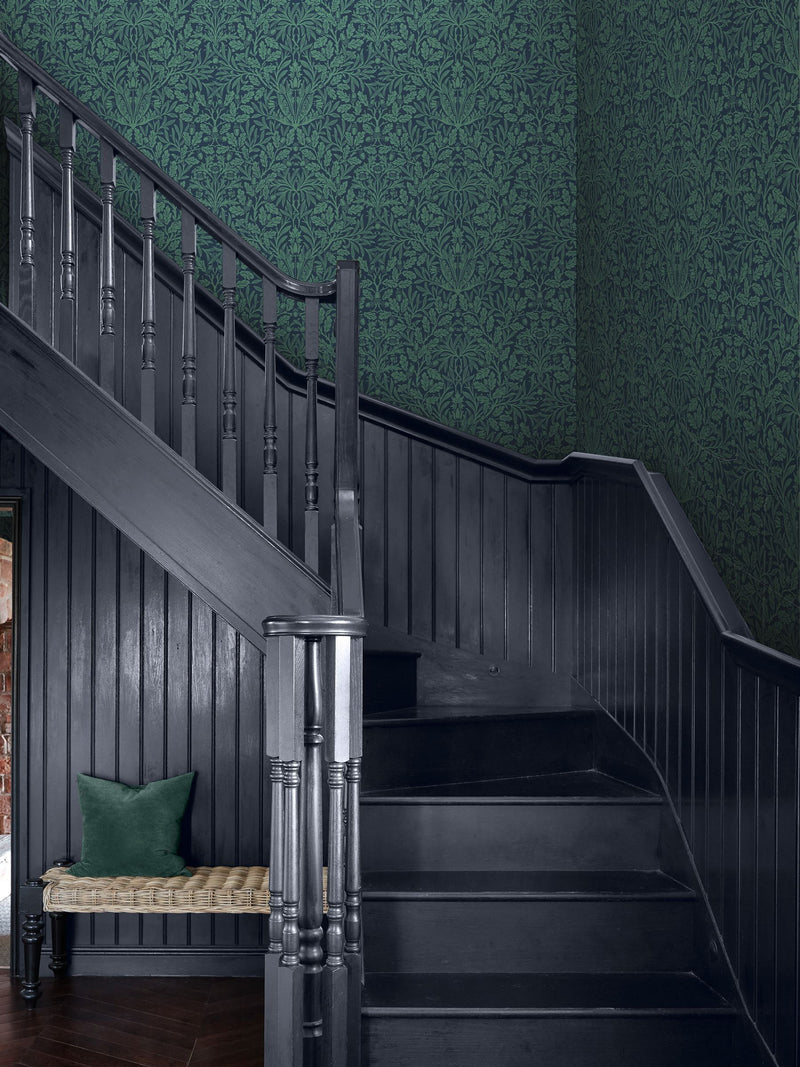 William Morris At Home Heritage Blue Acorn A4 Wallpaper Sample