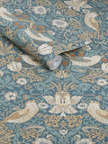 William Morris Strawberry Thief washed blue A4 wallpaper sample, UK version