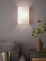 Next Eglo White Troy 3 Satin Glass & Steel Wall Light- Buy online at McGrocer