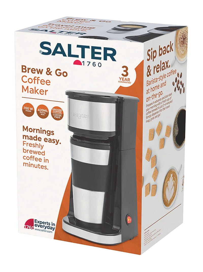 Salter Black Brew & Go Digital Coffee Maker for single cups (British brand)