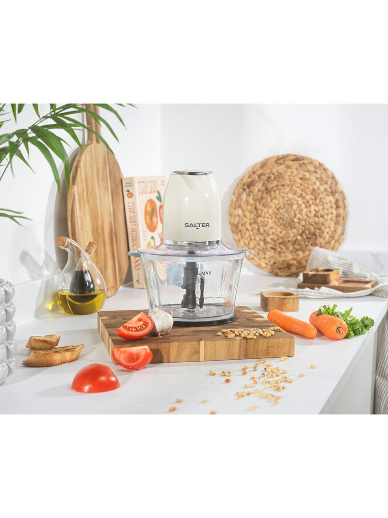 Salter Cream Retro Glass Chopper 1.5L (British brand)