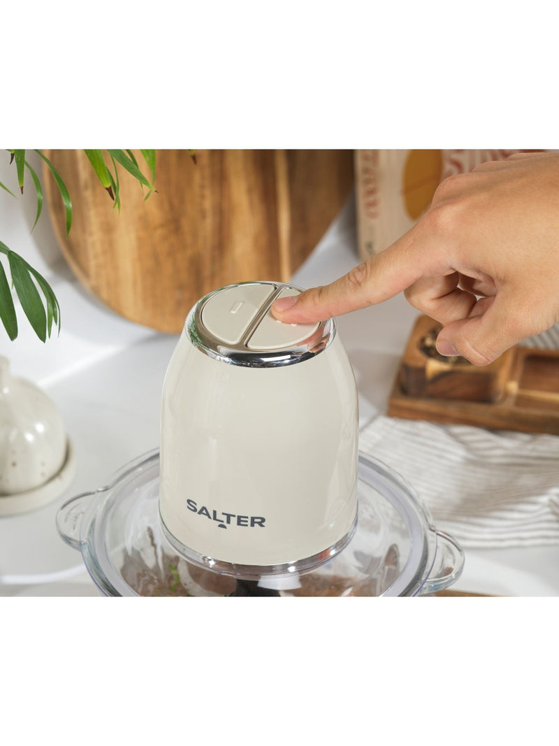 Salter Cream Retro Glass Chopper 1.5L (British brand)