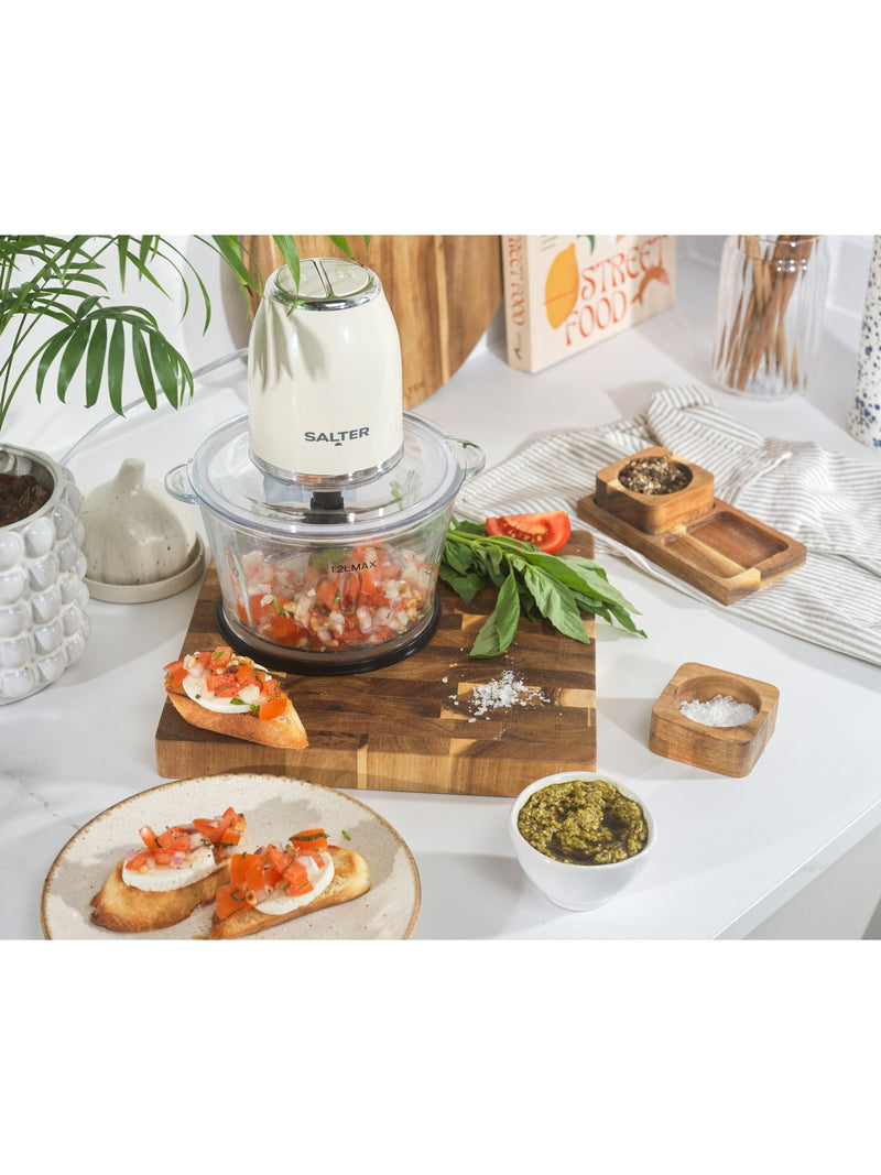 Salter Cream Retro Glass Chopper 1.5L (British brand)