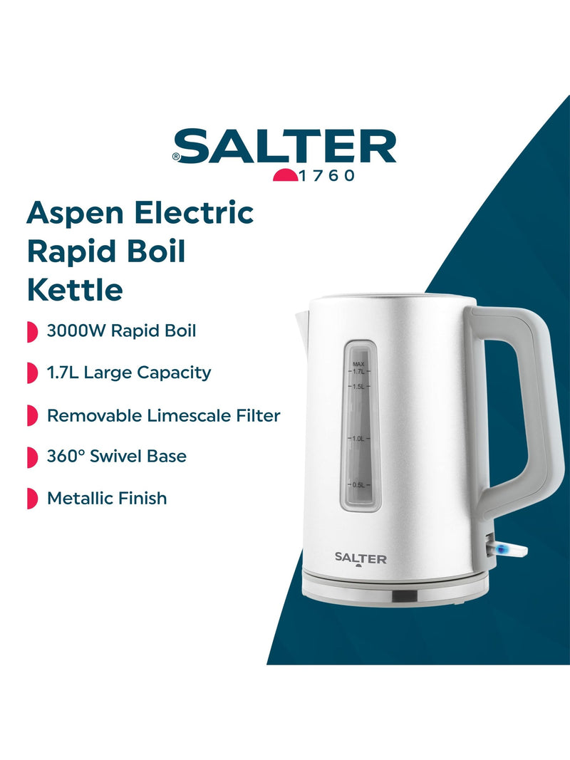 Salter Silver Aspen electric kettle 1.7L (British brand)