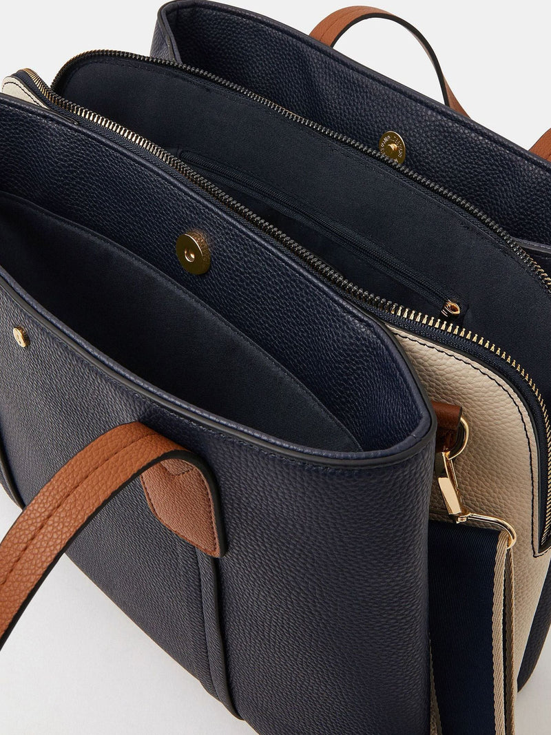Accessorize blue webbing strap faux leather shoulder bag, UK version