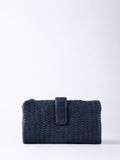 Lakeland Leather blue large Wreay tab purse, imported from the UK
