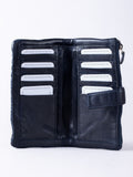 Lakeland Leather blue large Wreay tab purse, imported from the UK