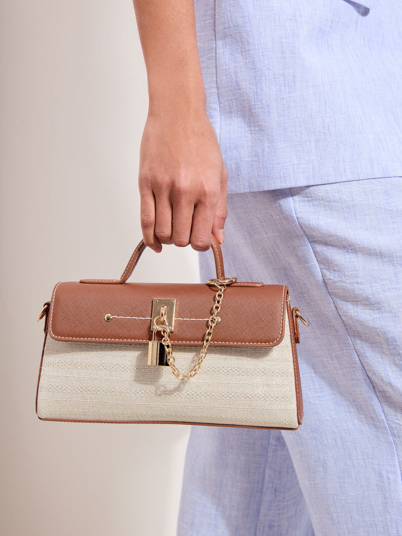 Friends Like These cream tan mini top handle handbag, imported from the UK