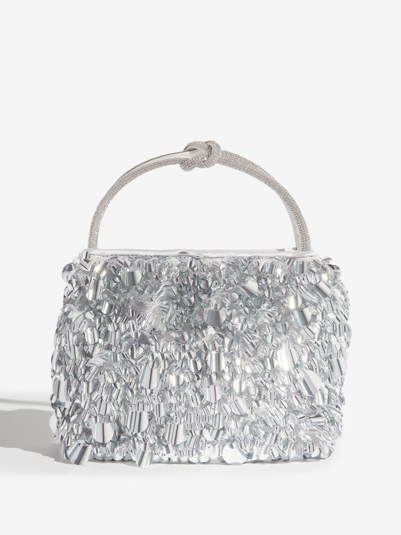 Friends Like These silver sequin top handle bag (British brand)