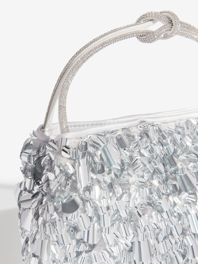 Friends Like These silver sequin top handle bag (British brand)
