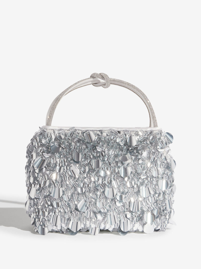 Friends Like These silver sequin top handle bag (British brand)