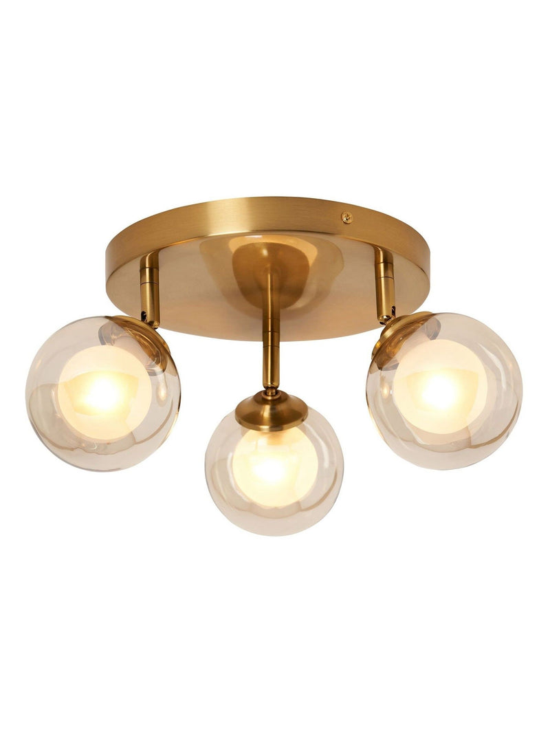 BHS satin brass vanity ceiling light with three adjustable spotlights, British brand