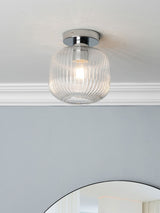 Next BHS Chrome Quebec Glass Bathroom Flush Light Ceiling Light- Buy online at McGrocer