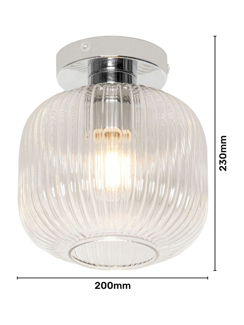 BHS Quebec glass bathroom flush light 23cm (British brand)