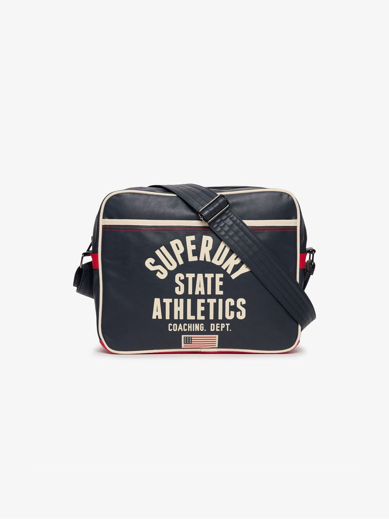 Superdry Blue Retro Alumni Messenger Bag, imported from the UK