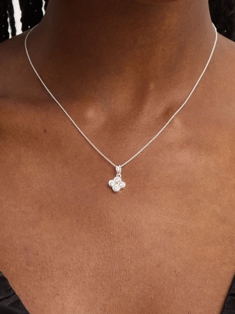 Simply Silver Silver Tone Sterling 925 Cubic Zirconia Clover Pendant