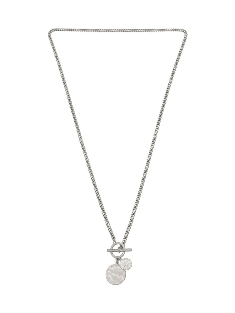 AllSaints silver tone disc pendant necklace 711mm - British product