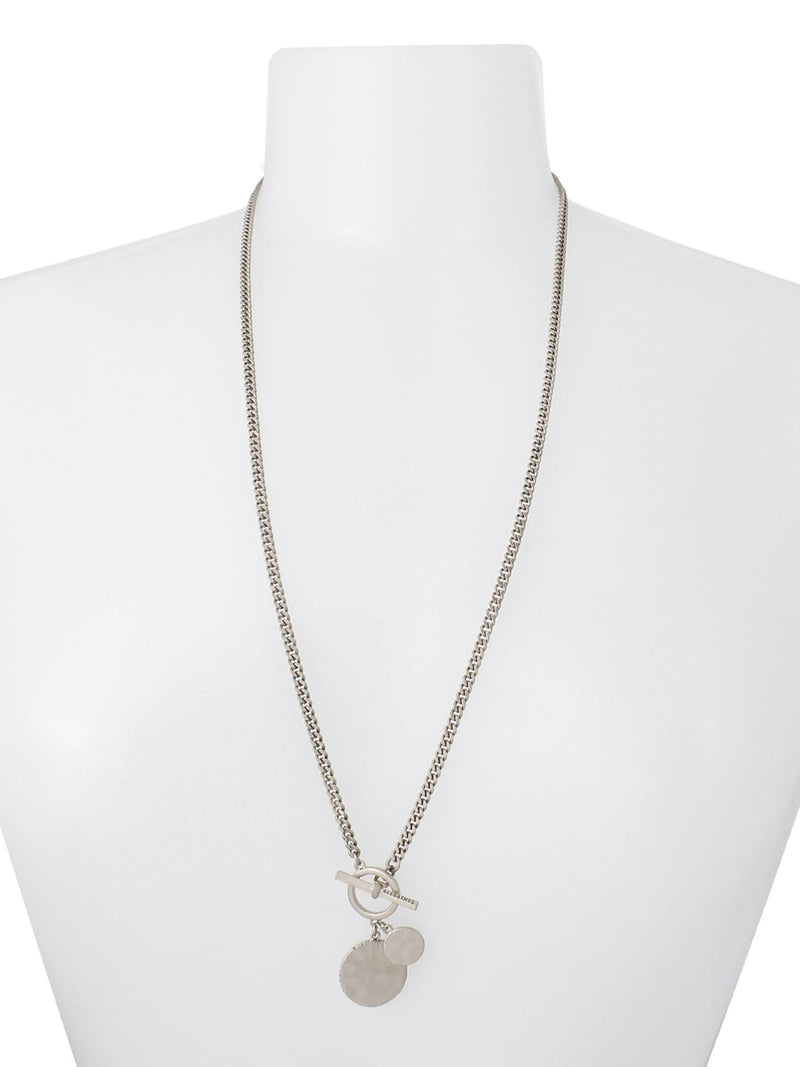 AllSaints silver tone disc pendant necklace 711mm - British product