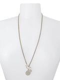 AllSaints silver tone disc pendant necklace 711mm - British product