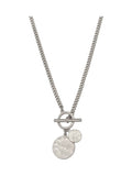 AllSaints silver tone disc pendant necklace 711mm - British product