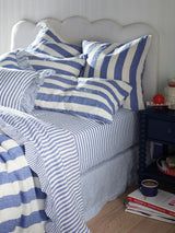 Next Secret Linen Store Cobalt Blue Cora Stripe Linen Pillowcase Standard- Buy online at McGrocer