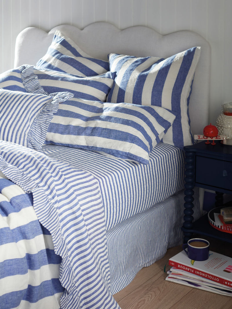 Secret Linen Store cobalt blue cora stripe pillowcase - British product
