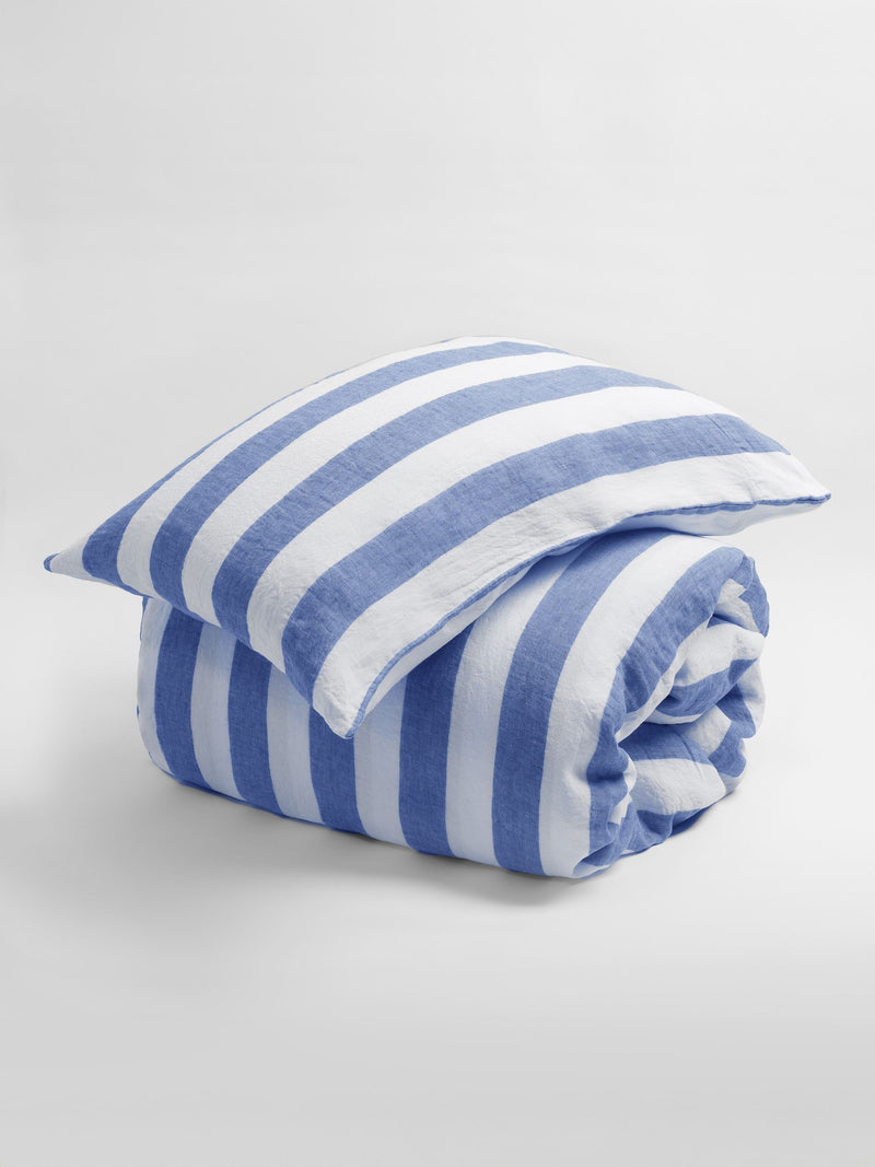 Secret Linen Store cobalt blue cora stripe pillowcase - British product