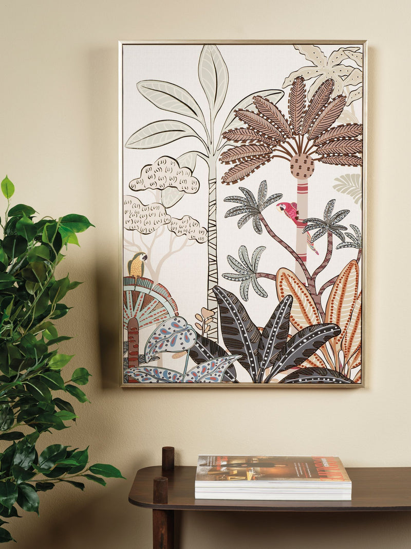 Decoris canvas palm tree wall art with gold foil finish (British brand)