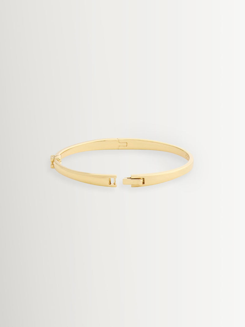 Minimal Hinged Bangle Bracelet with Sculpted C Hardware in Brass