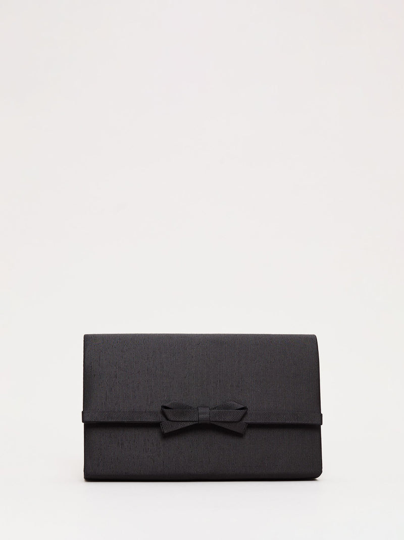 Phase Eight black grosgrain bow clutch, UK version
