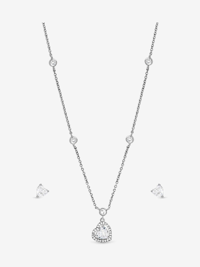 Jon Richard Silver Cubic Zirconia Heart Drop Set Gift Box