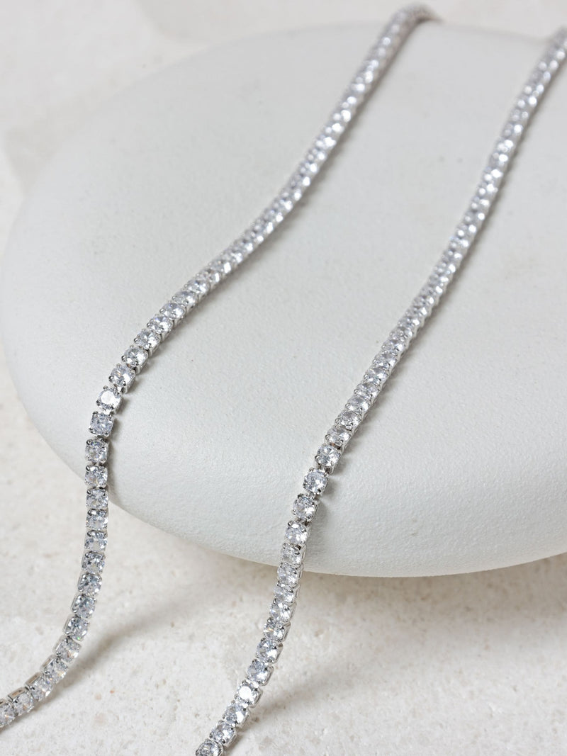Jon Richard silver tone cubic zirconia round tennis bracelet 190.5mm, UK version