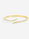 Gold Plated Pave Crystal Curved Open Bangle with Lobster Clasp