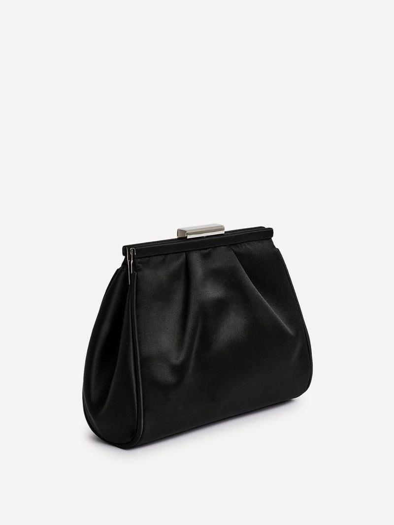 Linzi Black Flirt ruched clutch bag, UK version