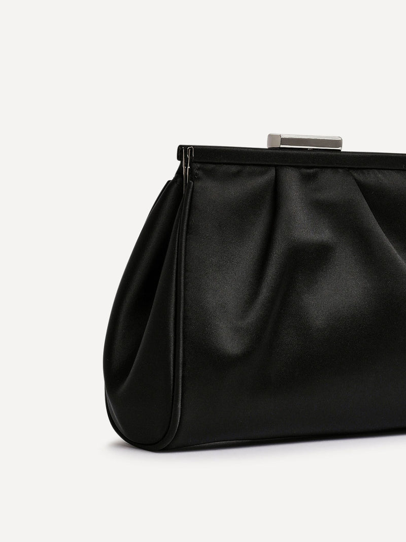 Linzi Black Flirt ruched clutch bag, UK version