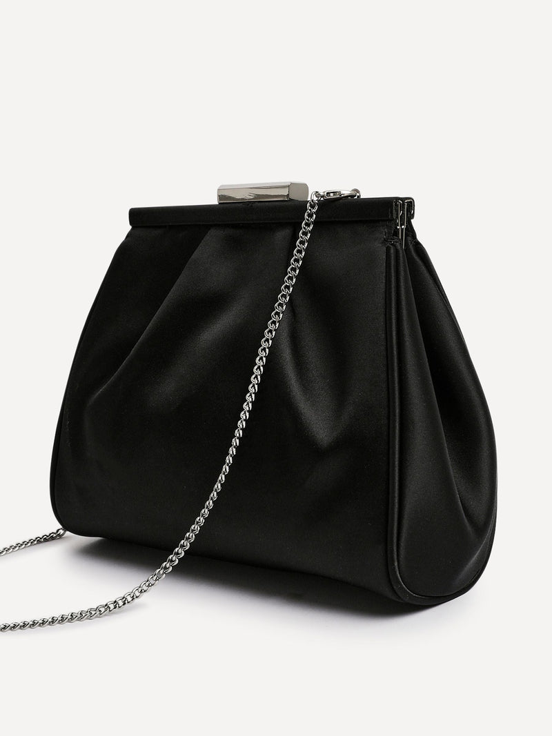Linzi Black Flirt ruched clutch bag, UK version