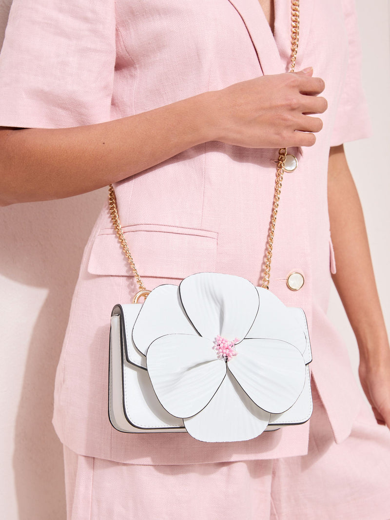 Friends Like These white 3D floral chain shoulder bag, UK version
