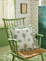 Next Cath Kidston Green Heraldry Embroidered Ruffle Edge Cushion 45cm x 45cm- Buy online at McGrocer