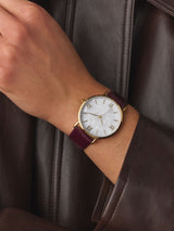 Next Burgundy Red Pearlised Effect Round Case Watch 3.5cm- Buy online at McGrocer