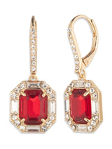Lauren Ralph Lauren Gold Tone Siam Red Stone Crystal Drop Earrings