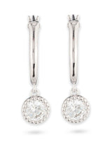 Next Lauren Ralph Lauren Silver Tone Crystal Pave Drop Earrings- Buy online at McGrocer