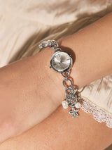 Next Silver Tone Pearl Effect Charm Bracelet Watch- Buy online at McGrocer